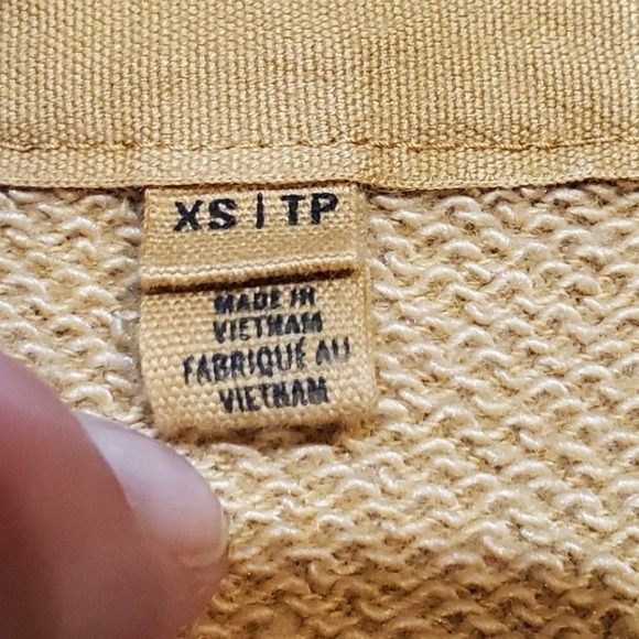 Aerie Lace-Up Oversized Crew Sweatshirt Mustard Yellow XS Distressed Hem - Picture 7 of 10